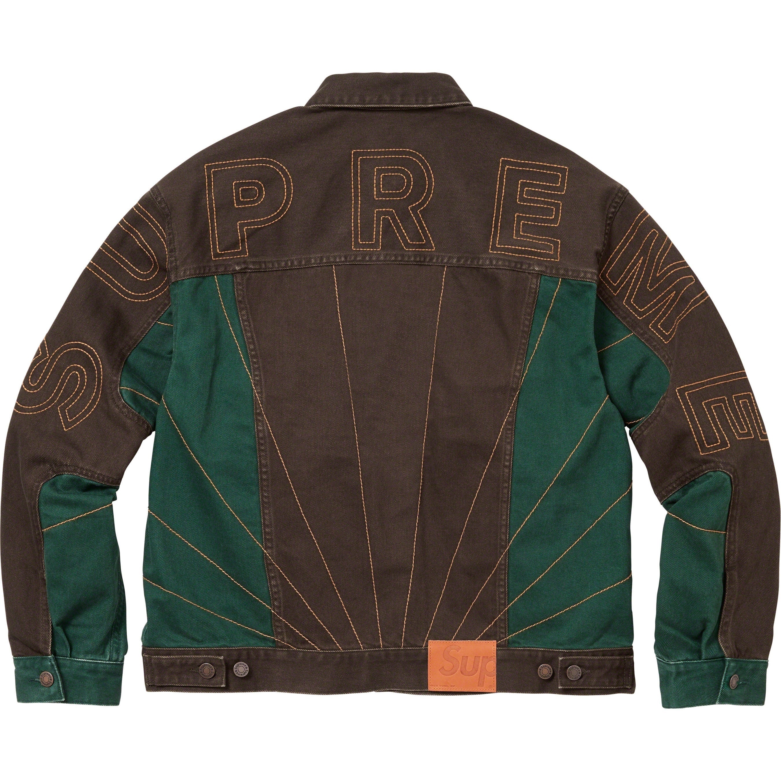Radial Embroidered Denim Trucker Jacket view 9
